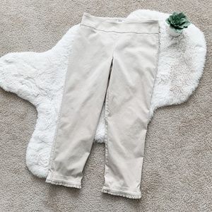 Crown & Ivy Khaki Ruffle Capri Pull On Pants- Size 10